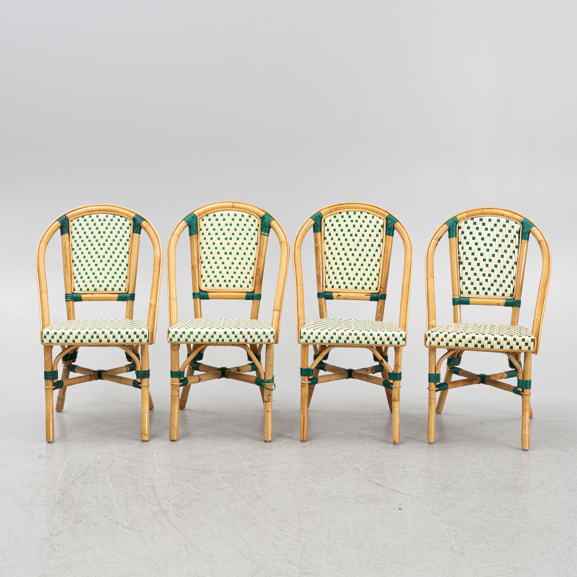 A set of four bistro chairs, late 20th century.