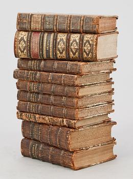 BOKVERK, 10 vol, "Svenska Mercurius" av bla Carl Christoffer Gjörwell, 1757-1765.