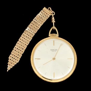 FICKUR, Sarcar, 18k guld, kedja i 14k guld. 1960-tal. Tot vikt ca 54 g.