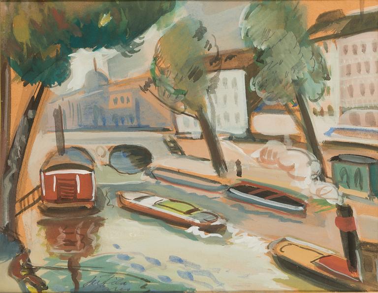 Atte Laitila, guassi, signeerattu.