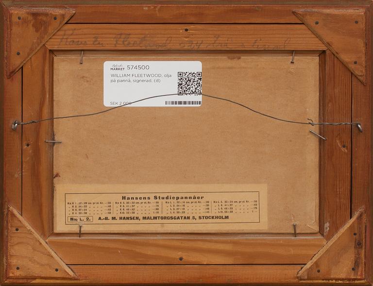 WILLIAM FLEETWOOD, olja på pannå, signerad.