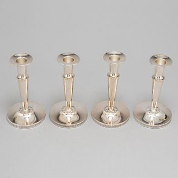Four silver candle sticks, Göteborg, 1980's.