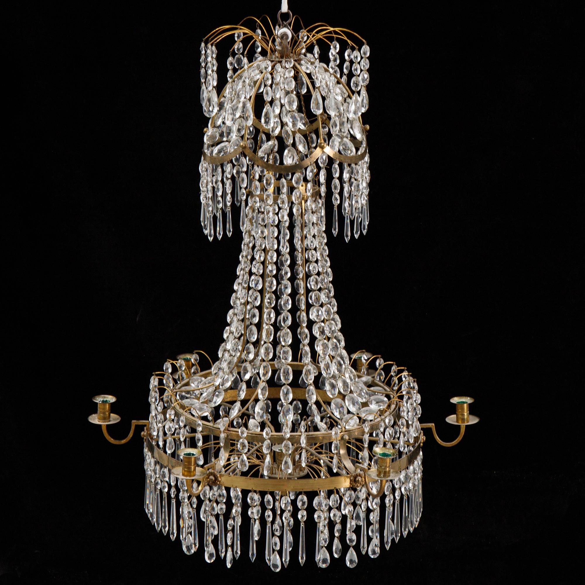 A Gustavian style chandelier, 19th Century.