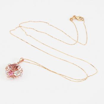 HÄNGE MED KEDJA, 14K/18K guld/roséguld, diamanter och olika stenar.