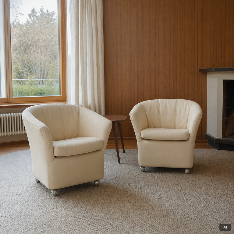 A pair of leather armchairs, Dux, Sweden, 1980's.