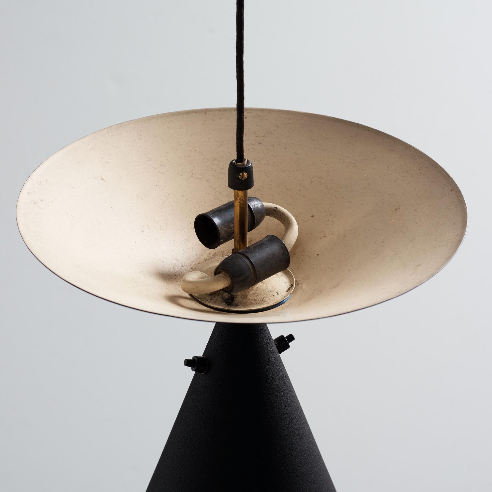 Bertil Brisborg, a black lacquered ceiling light, Nordiska Kompaniet, Stockholm 1950's.