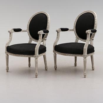 KARMSTOLAR, 1 par, gustaviansk stil, 1900-tal.