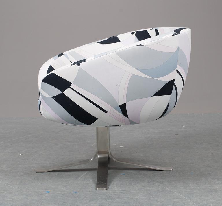 A Patrick Norguet "Rive Droite Armchair", Cappellini, Italy post 2001, upholstered in fabrik by Emilio Pucci.