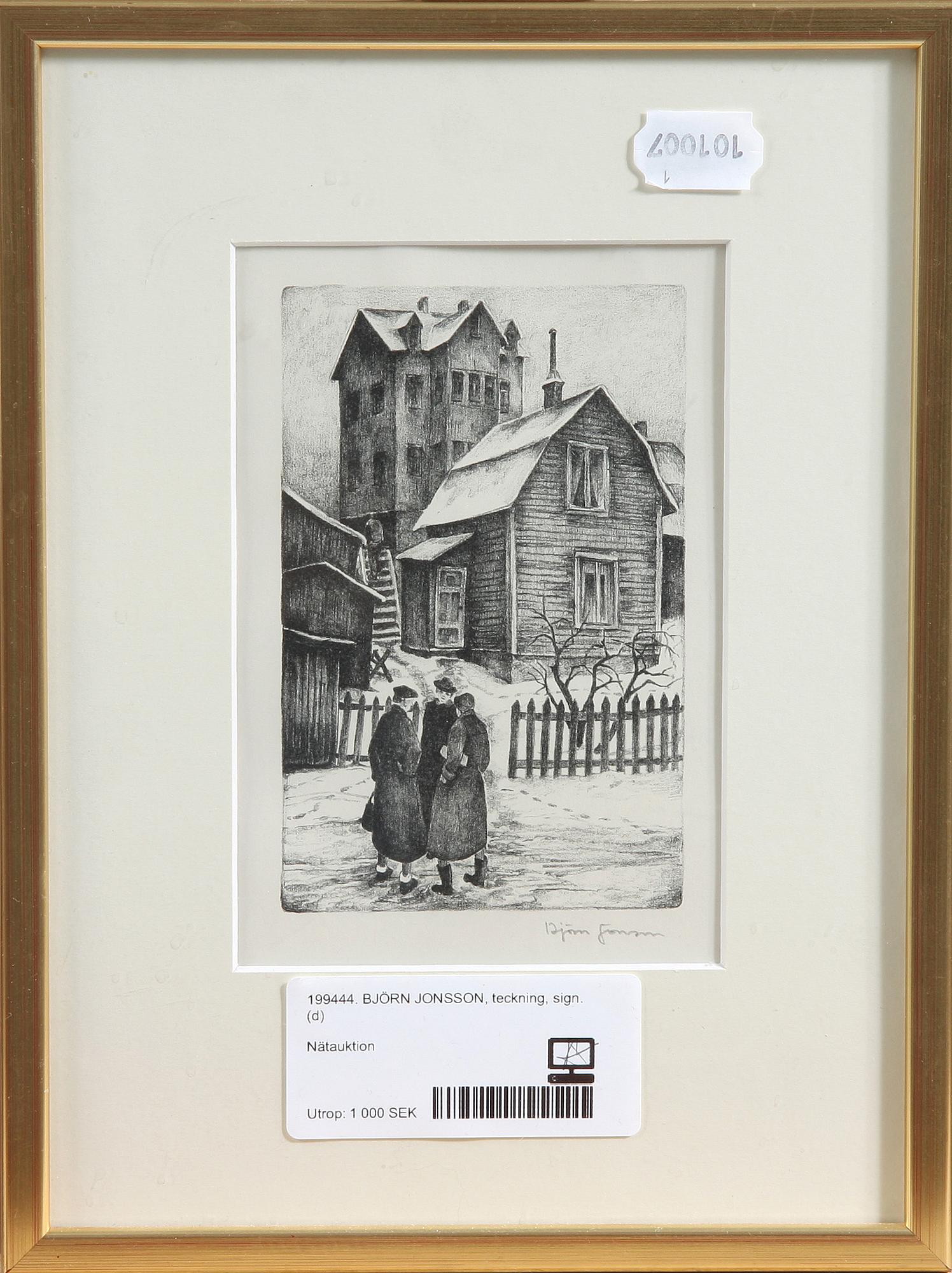 BJÖRN JONSSON, teckning, sign.