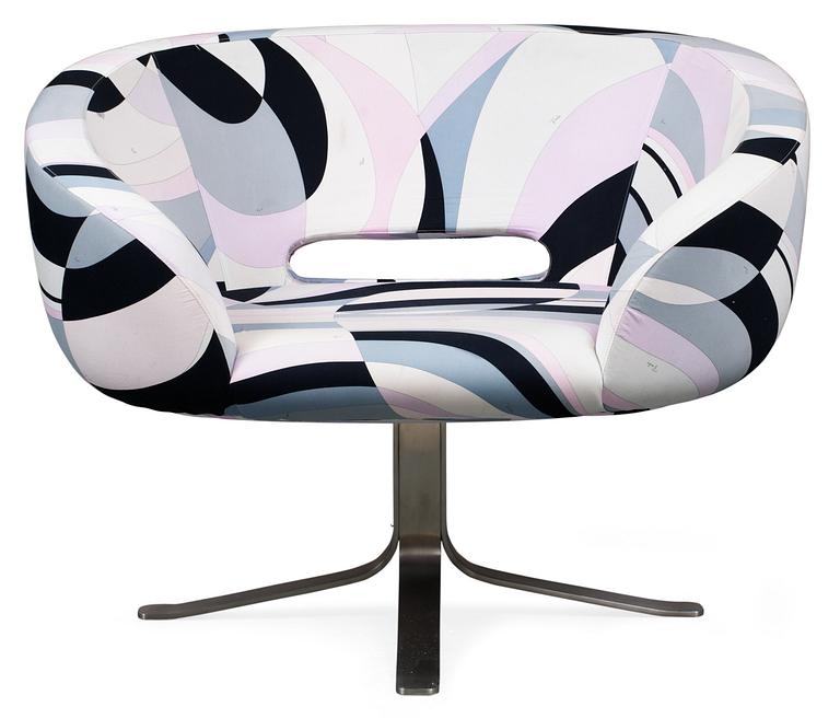 A Patrick Norguet "Rive Droite Armchair", Cappellini, Italy post 2001, upholstered in fabrik by Emilio Pucci.