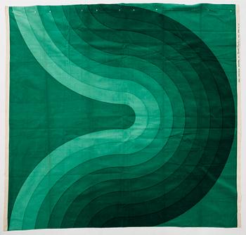 Verner Panton, GARDINLÄNGDER, 3 ST., OCH PROVBITAR, 10 ST. Bomullsvelour. Olika gröna nyanser och mönster. Verner Panton.