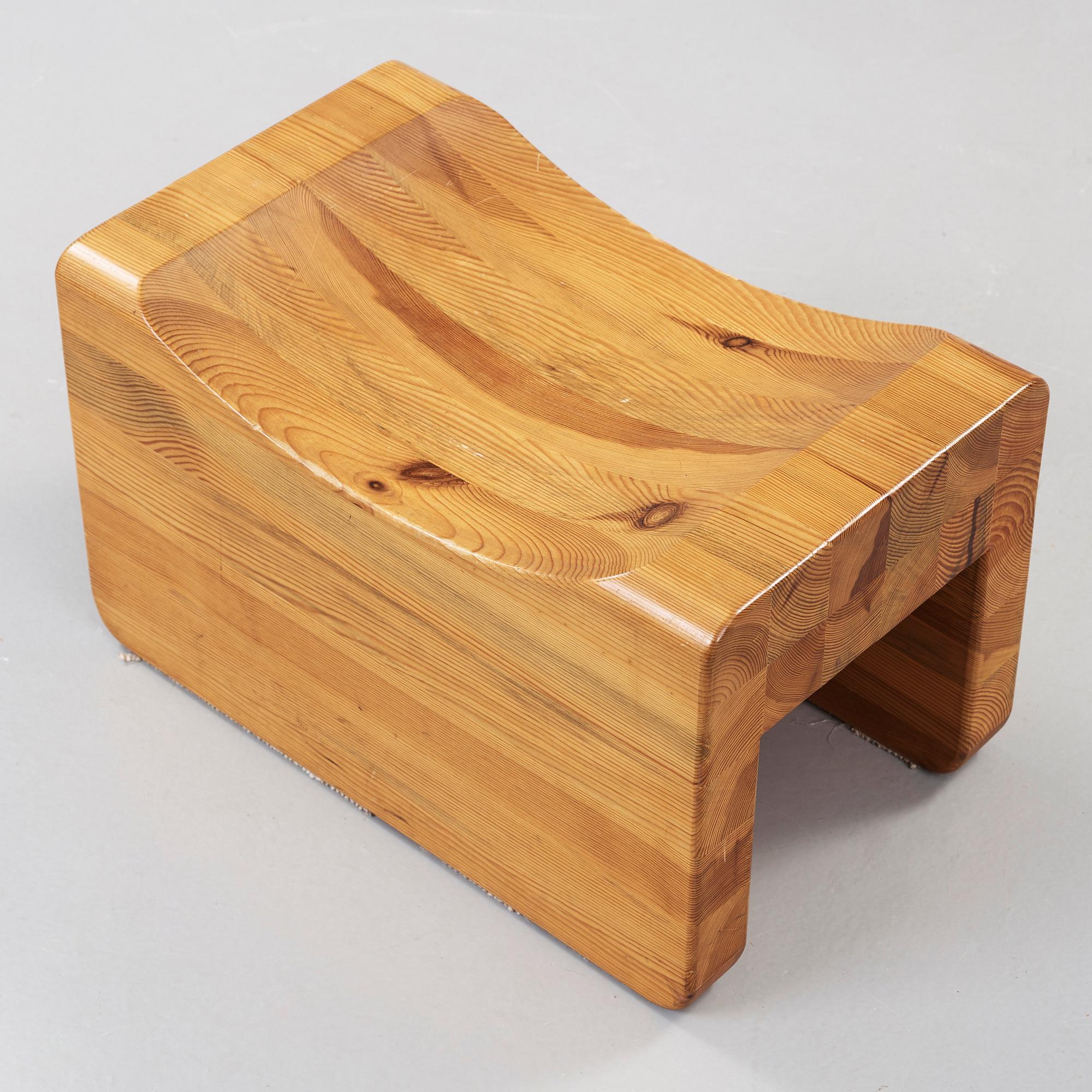 An Axel Einar Hjorth stained pine stool, probably 'Utö', Nordiska Kompaniet Sweden 1930's.