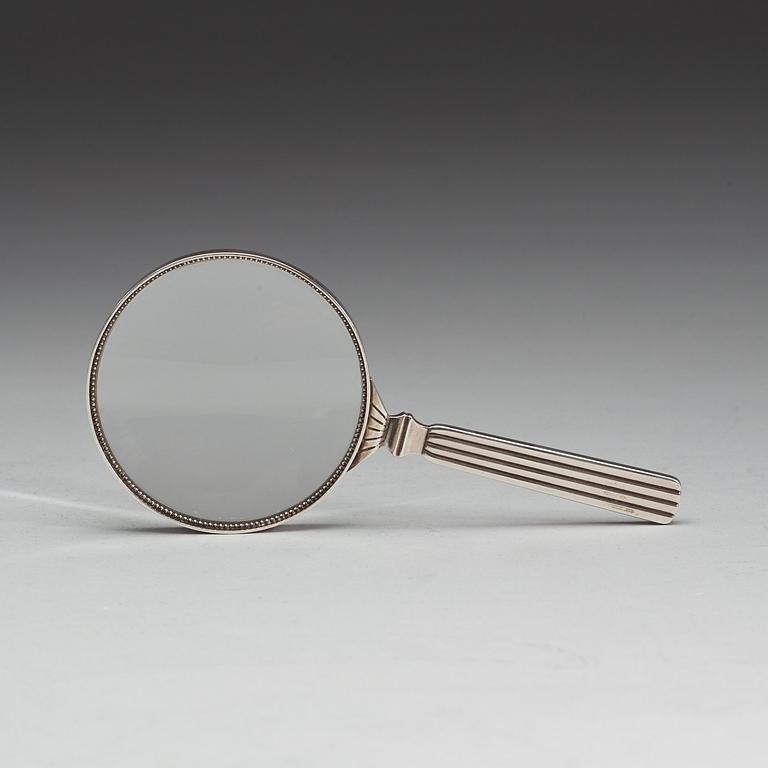 A Sigvard Bernadotte sterling magnifying glass, Georg Jensen, Copenhagen 1933-44.
