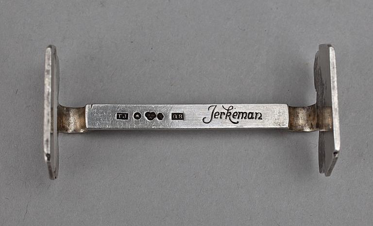 SMÖRKNIVSTÄLL samt TESKEDAR, 8+7, silver, bl a W A Bolin, Stockholm 1940-tal. Tot vikt ca 260 g.