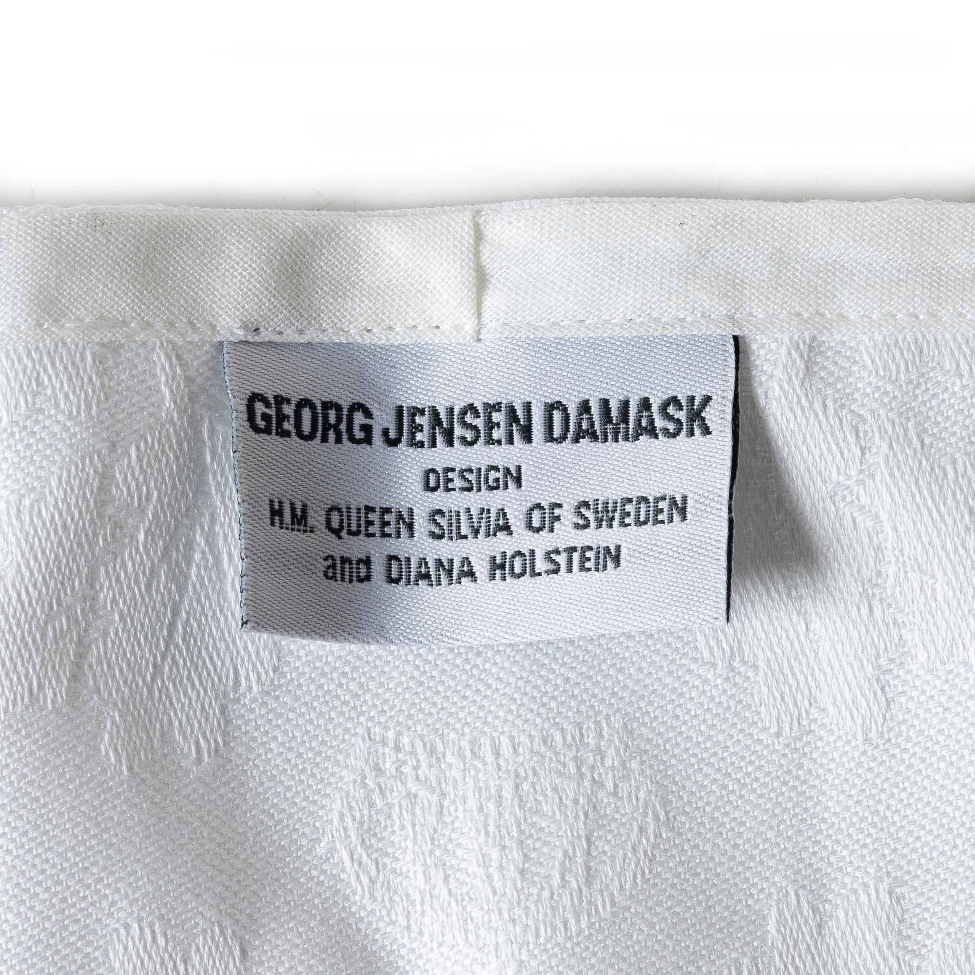 Tablecloths, 4 pcs, and 10 placemats, linen damask, "The Royal Anniversary and World Scout Centennial Present", Georg Jensen.