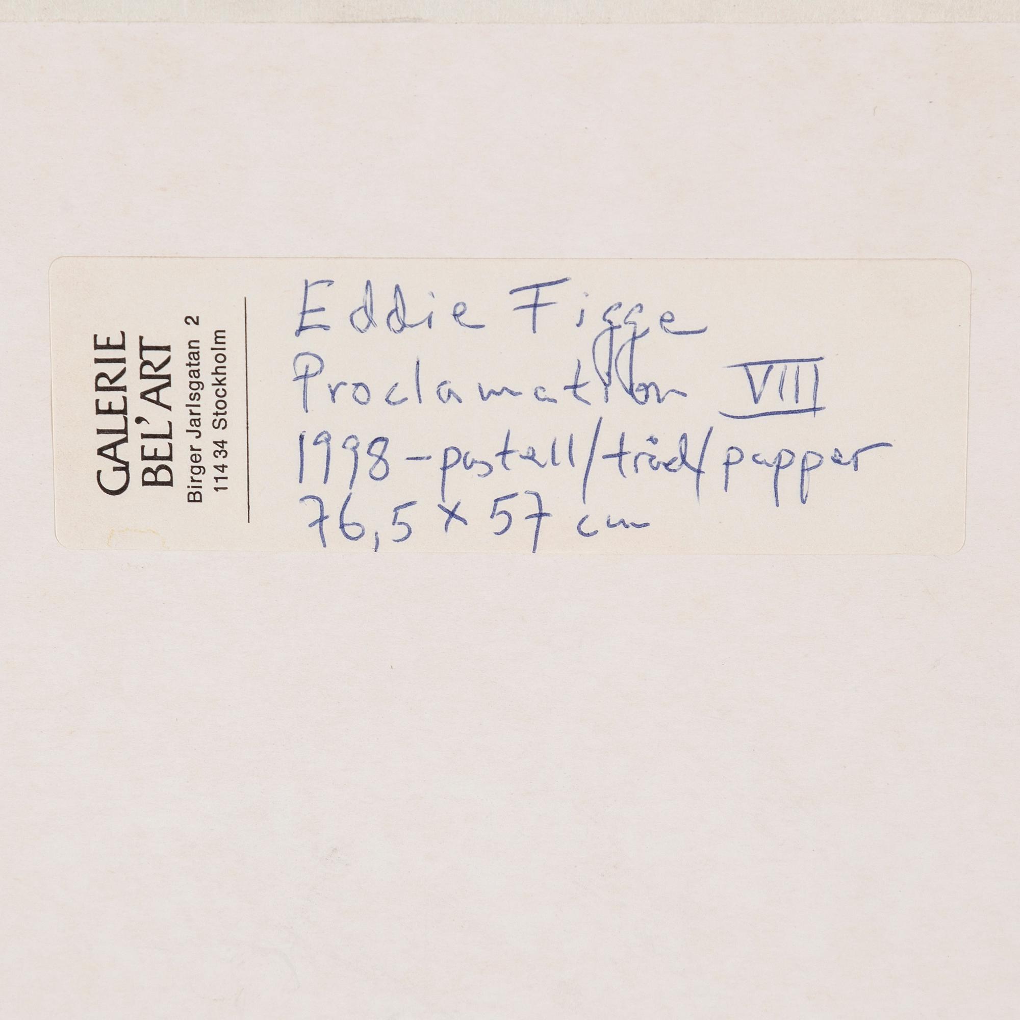 EDDIE FIGGE, pastel and assemblage, signed and dated 1998.