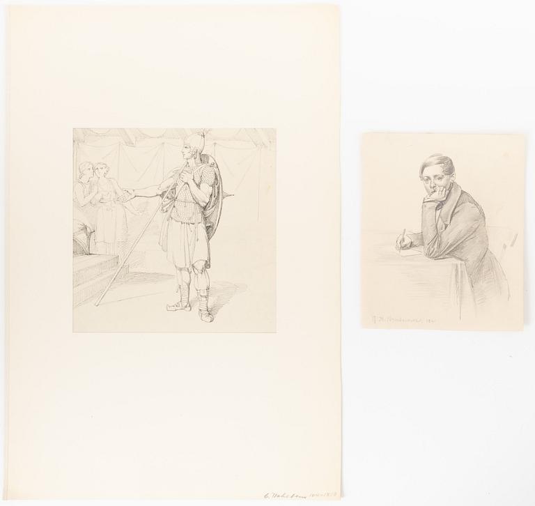 Carl Wahlbom & Gustaf Brusewitz, attributed, pencil and ink drawings, 2.