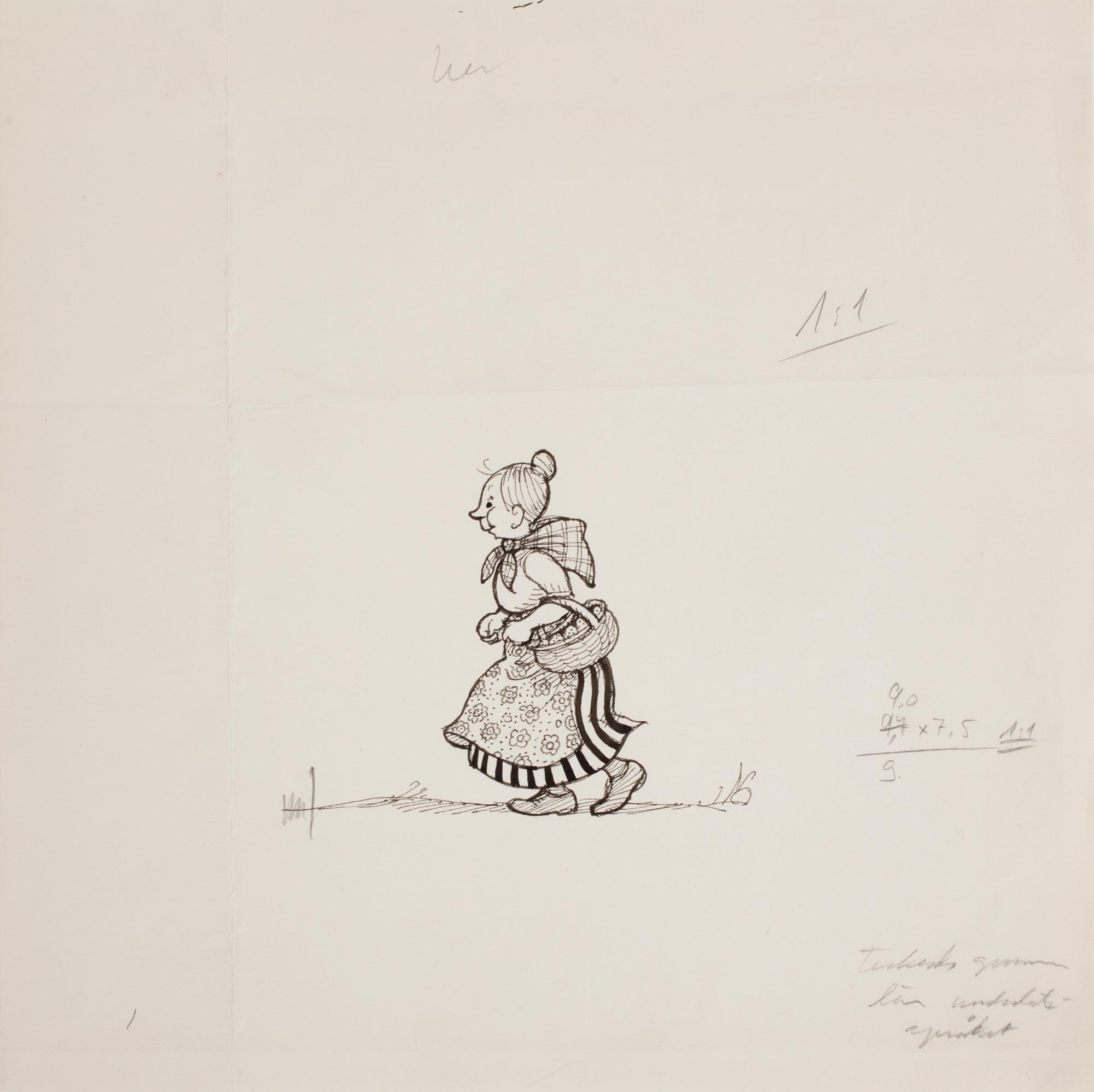 BJÖRN BERG, two ink drawings from "Teskedsgumman". One signed.