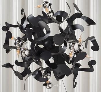 William Brand & Annet van Egmond, a black metal 'Kelp' ceiling lamp, Brand Van Egmond, 21st century.