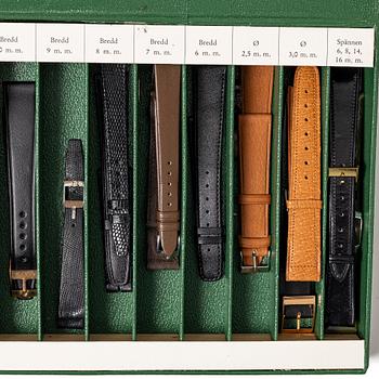 Lot of watch straps, metal links and an Omega watch box "No Reserve".