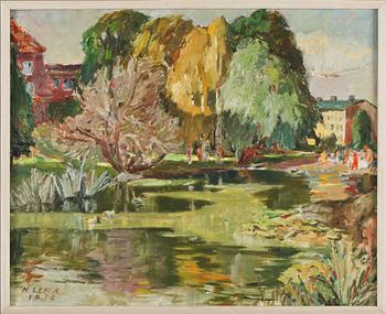 HUGO LEPIK, olja på pannå, signerad och daterad 1946.