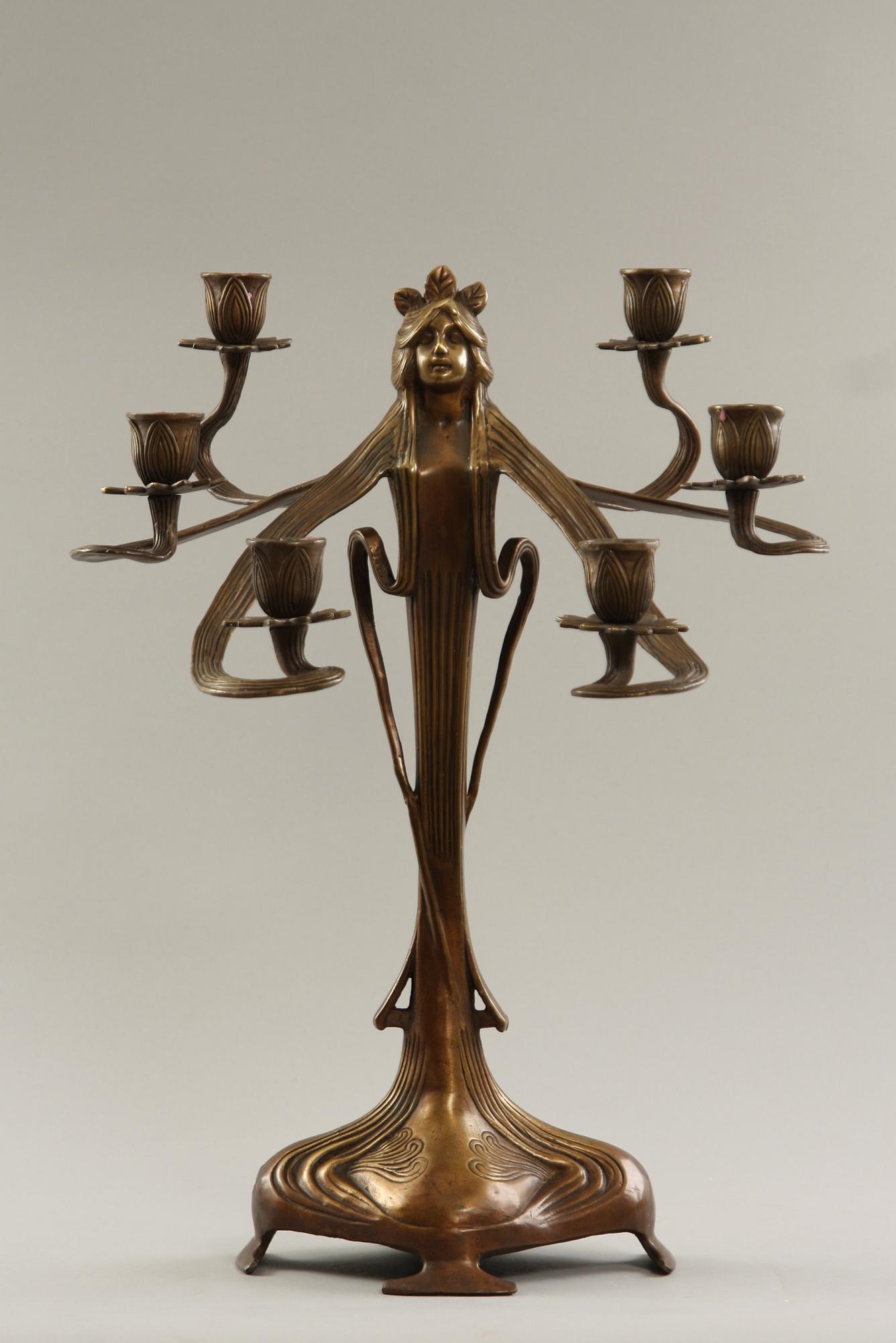 KANDELABER, metall, jugendstil, 1900/2000-tal.