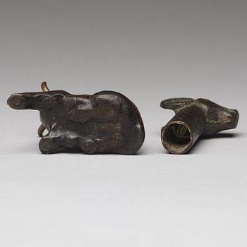 Two bronze animal figurines, Ming dynasty or older.