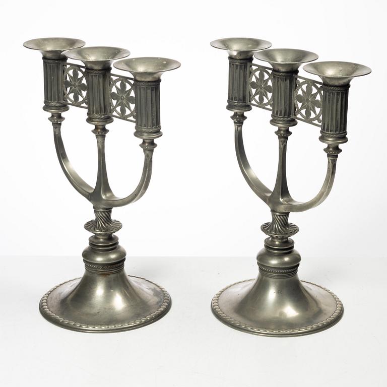 Ferdinand Boberg, candelabras, a pair, Old Santesson's Tin Foundry Stockholm.