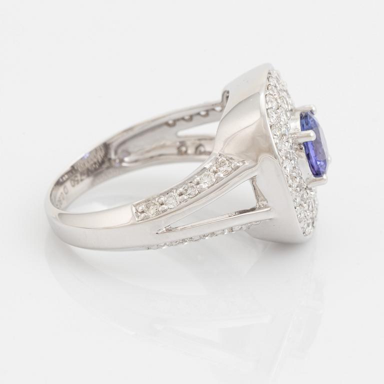 Tanzanite and brilliant cut diamond ring.