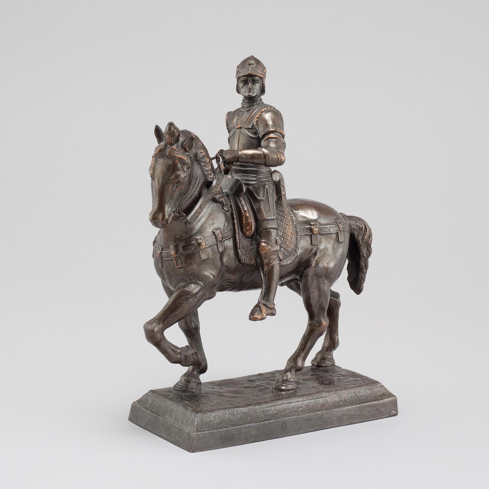 ANDREA DEL VERROCCHIO, kopia efter, skulptur, mörkpatinerad metall, 1900-tal.