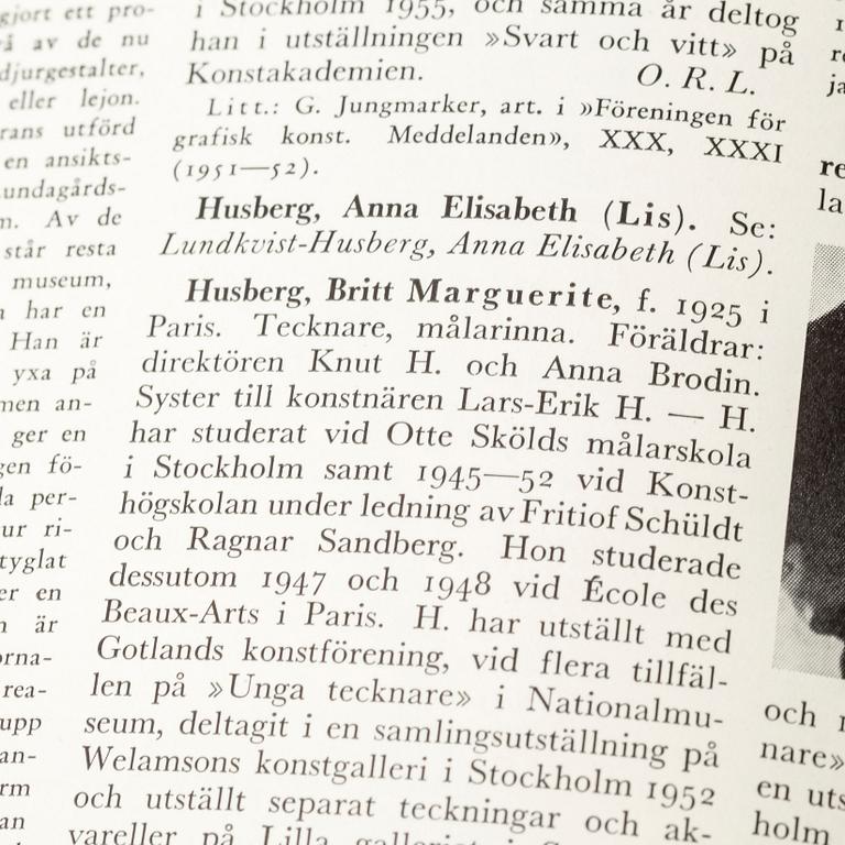 BÖCKER, 5 volymer, Svenskt Konstnärslexikon I-V, Allhems Förlag, 1952-1967.
