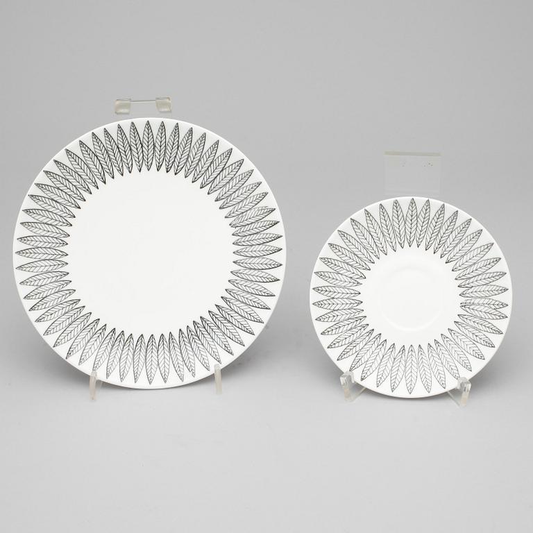 KAFFESERVIS, 12 delar, benporslin, "Salix", Stig Lindberg, Gustavsberg.