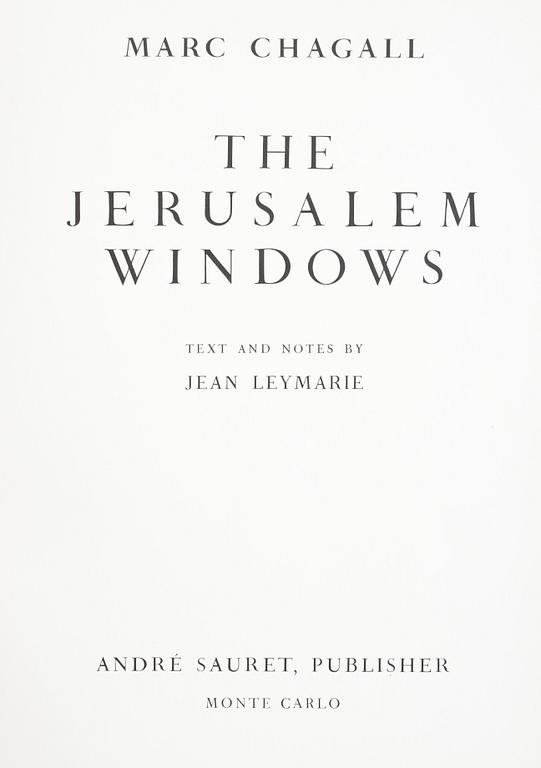 BOK, "Vitraux Pour Jéruslem", Marc Chagall, Utgiven av Andre Sauret, Monaco 1962.