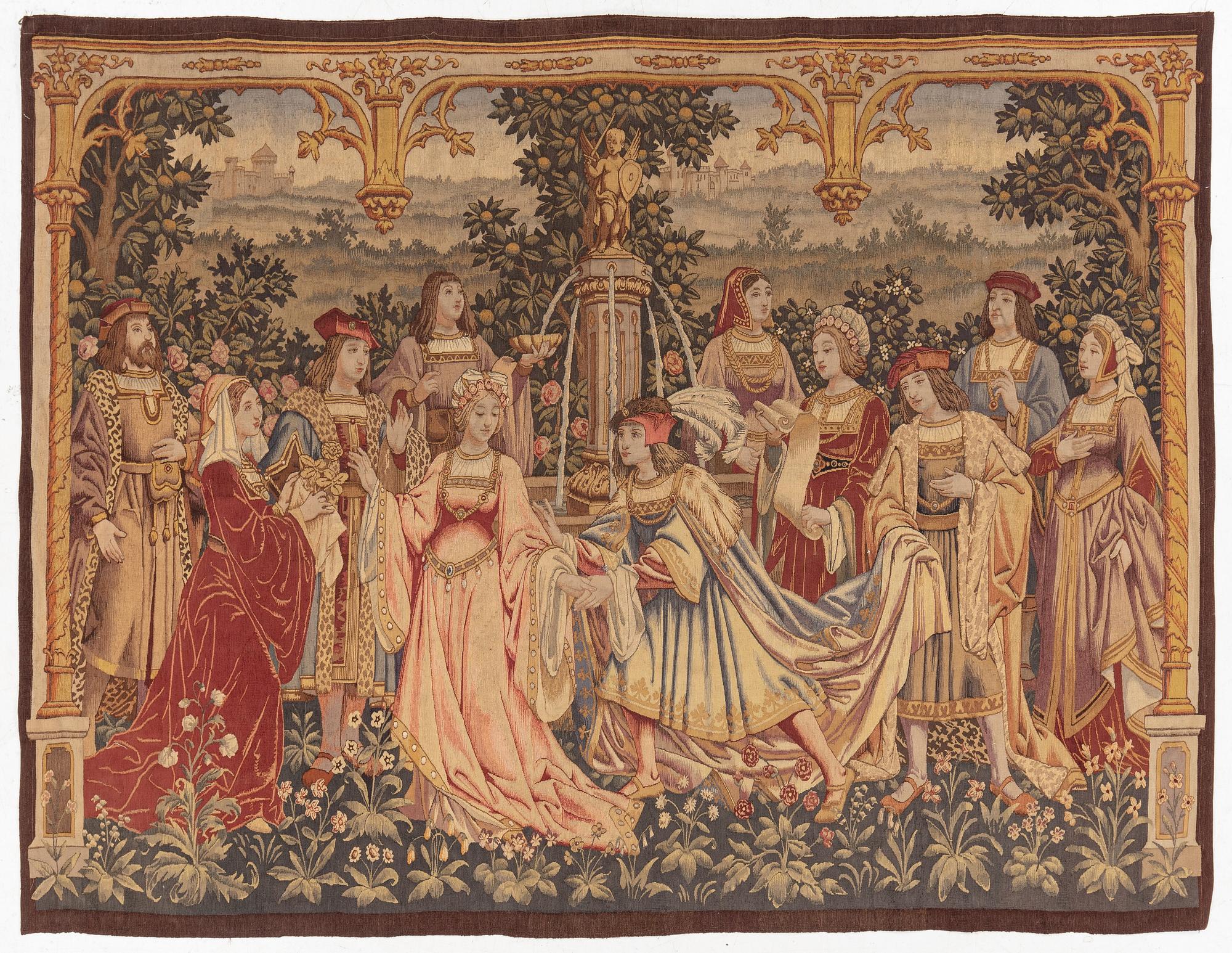 Gobeläng, omkring år 1900, ca 170 x 225 cm.
