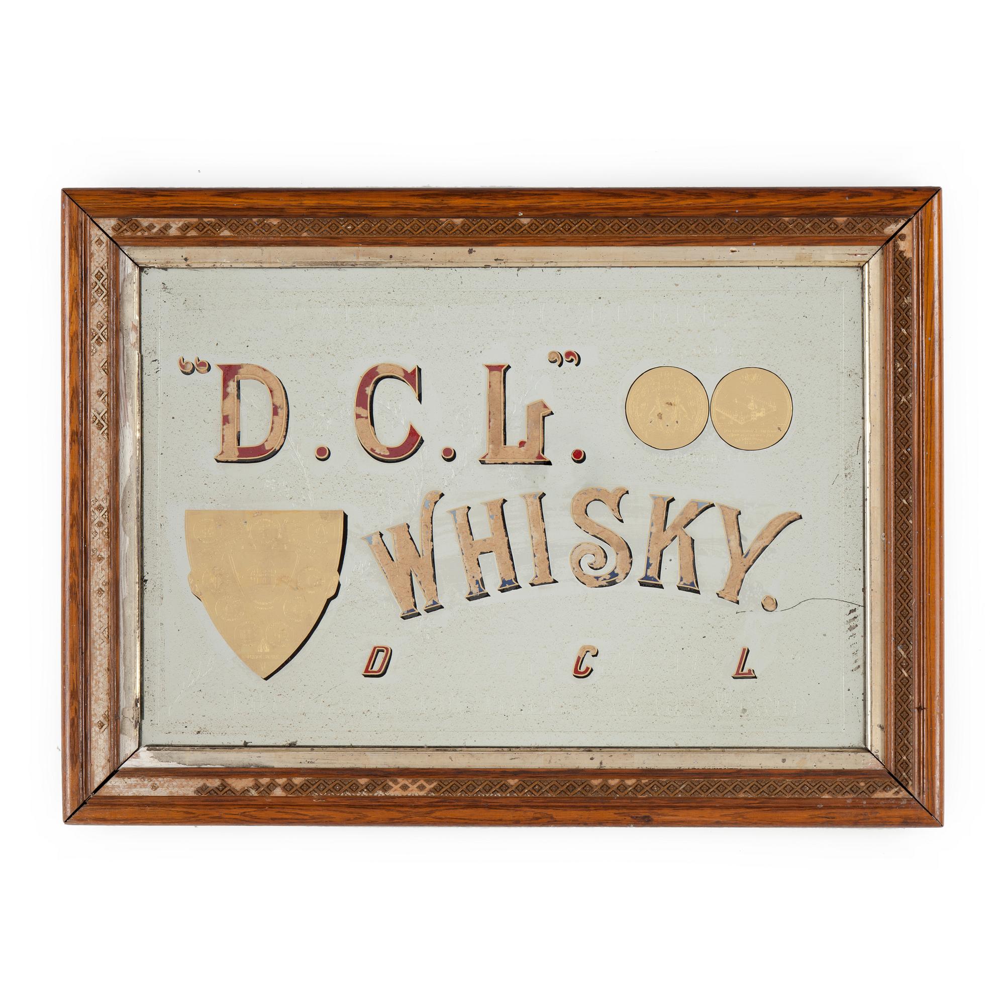 SKYLT/SPEGEL, D.C.L Whisky, omkring 1900.