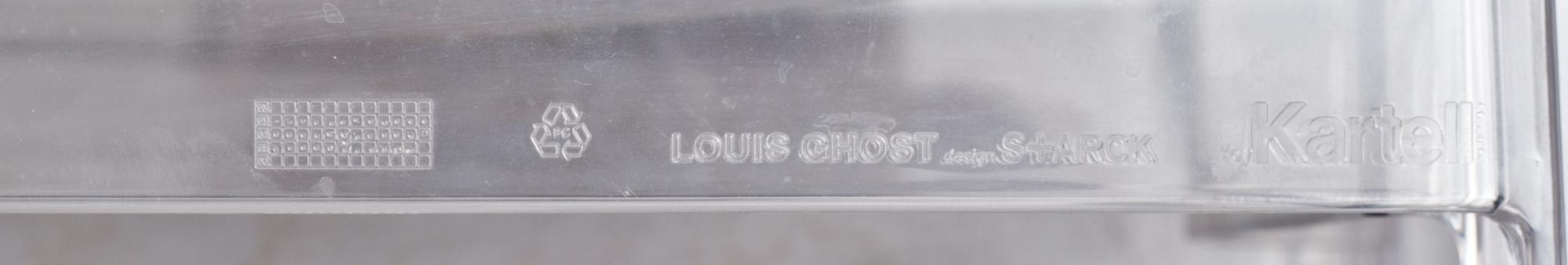 KARMSTOLAR, 4 st, "Louis Ghost", Philippe Starck för Kartell, märkta.