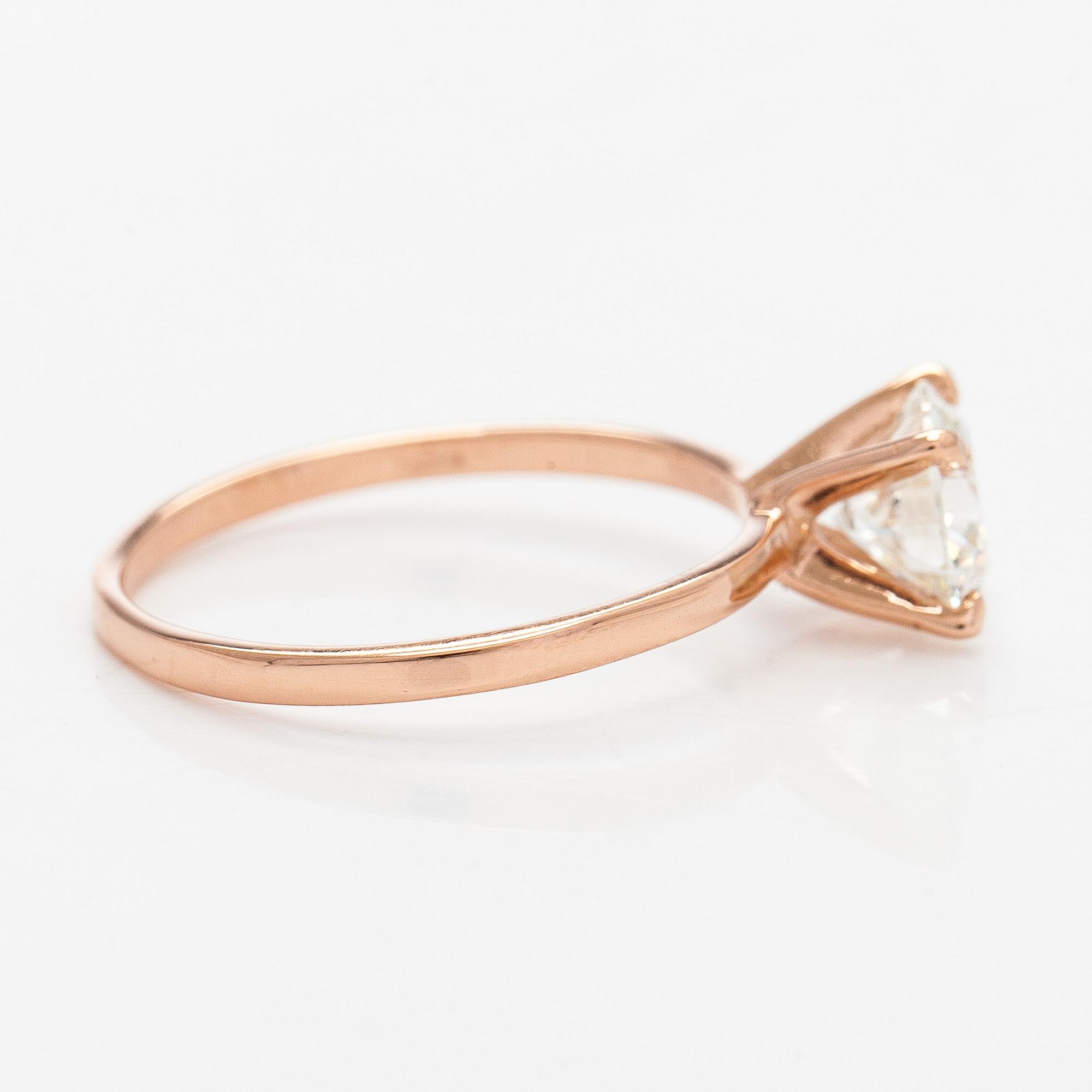 Ring, brilliant cut diamond, 14K rose gold.