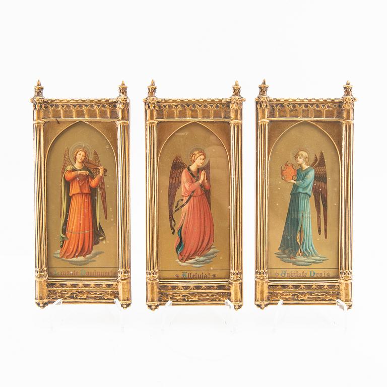 Decorative paintings, 3 pcs, early 20th century.