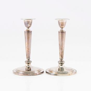CG Hallberg candlesticks a pair silver Stockholm 1955.