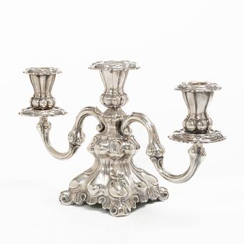 Kandelaber, silver, barockstil, Norge, 1900-tal, svensk importstämpel.