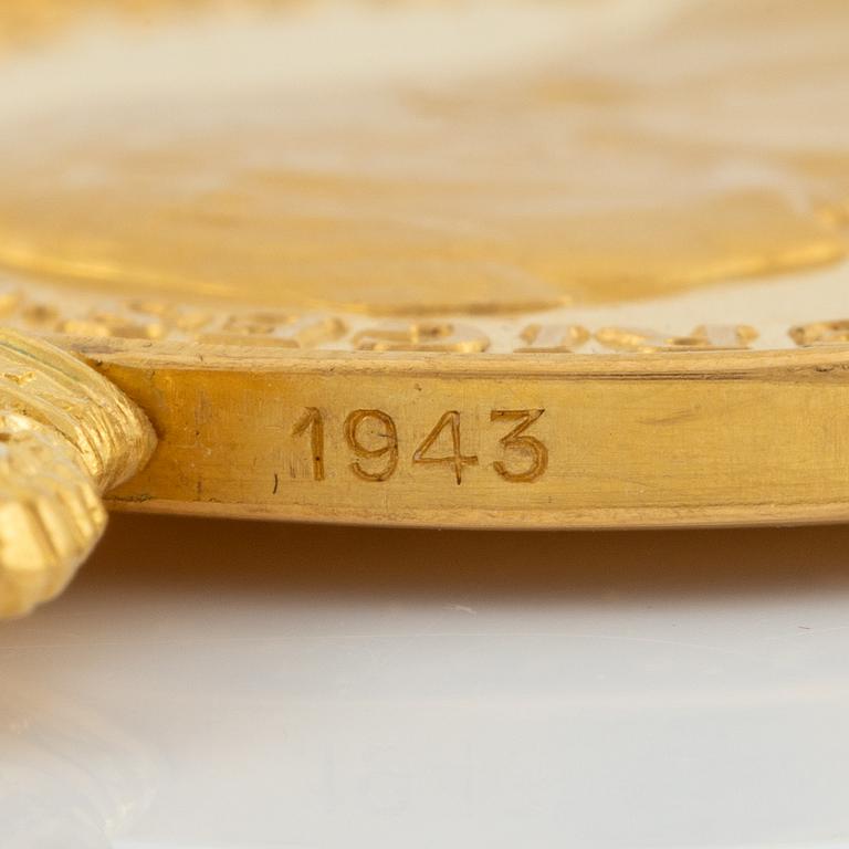 Gustav V, gold medal, Sweden. CF Carlman.