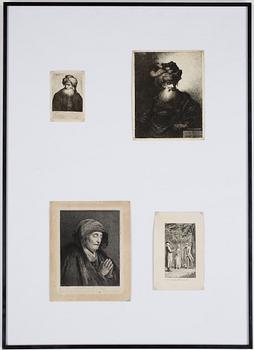 Rembrandt Harmensz van Rijn · ETSNINGAR, 4 st, bland annat efter Rembrandt, 1700-tal.