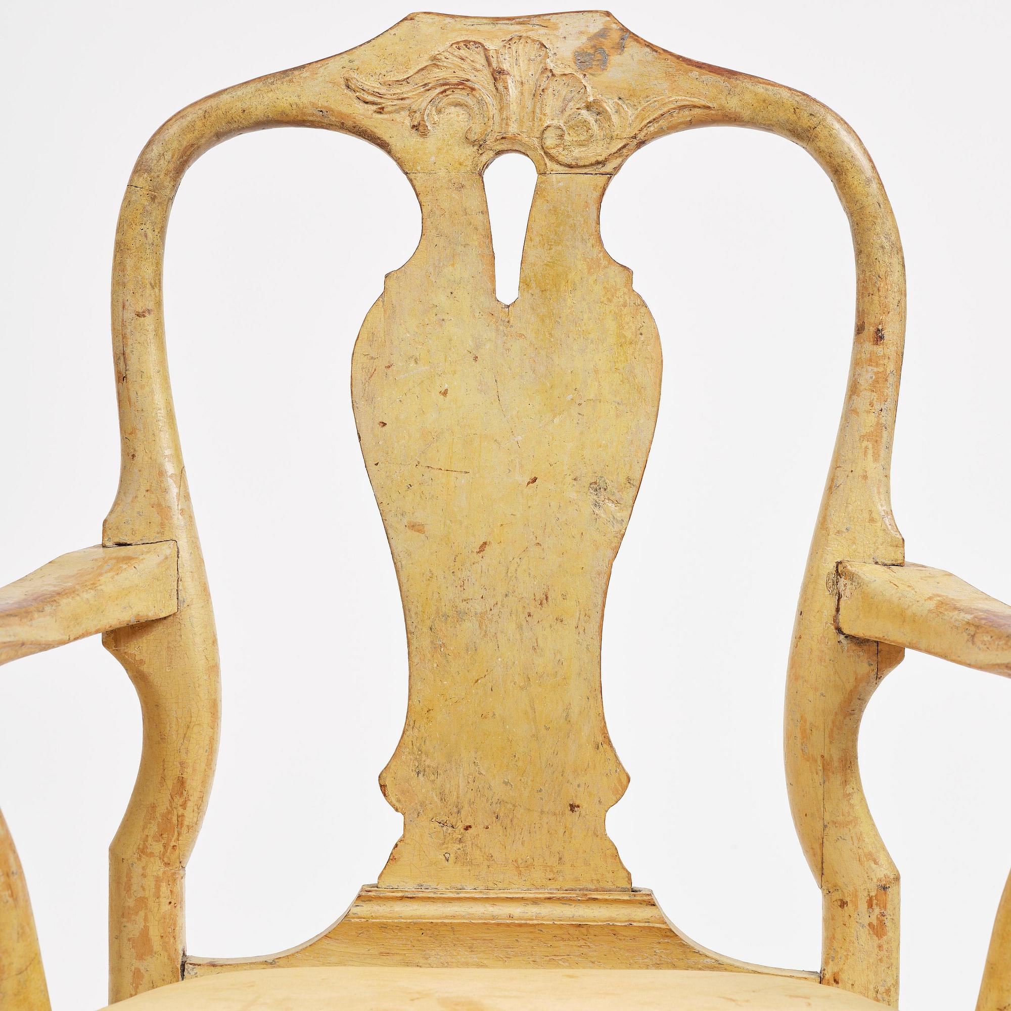A pair of rococo open armchairs, Stockholm, later part 18th century.