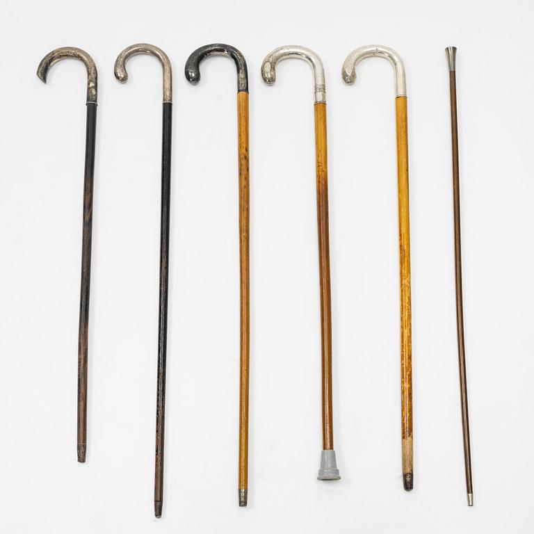 Käppar, 6 st, trä och silver, bl.a. MGAB, Uppsala, 1960.