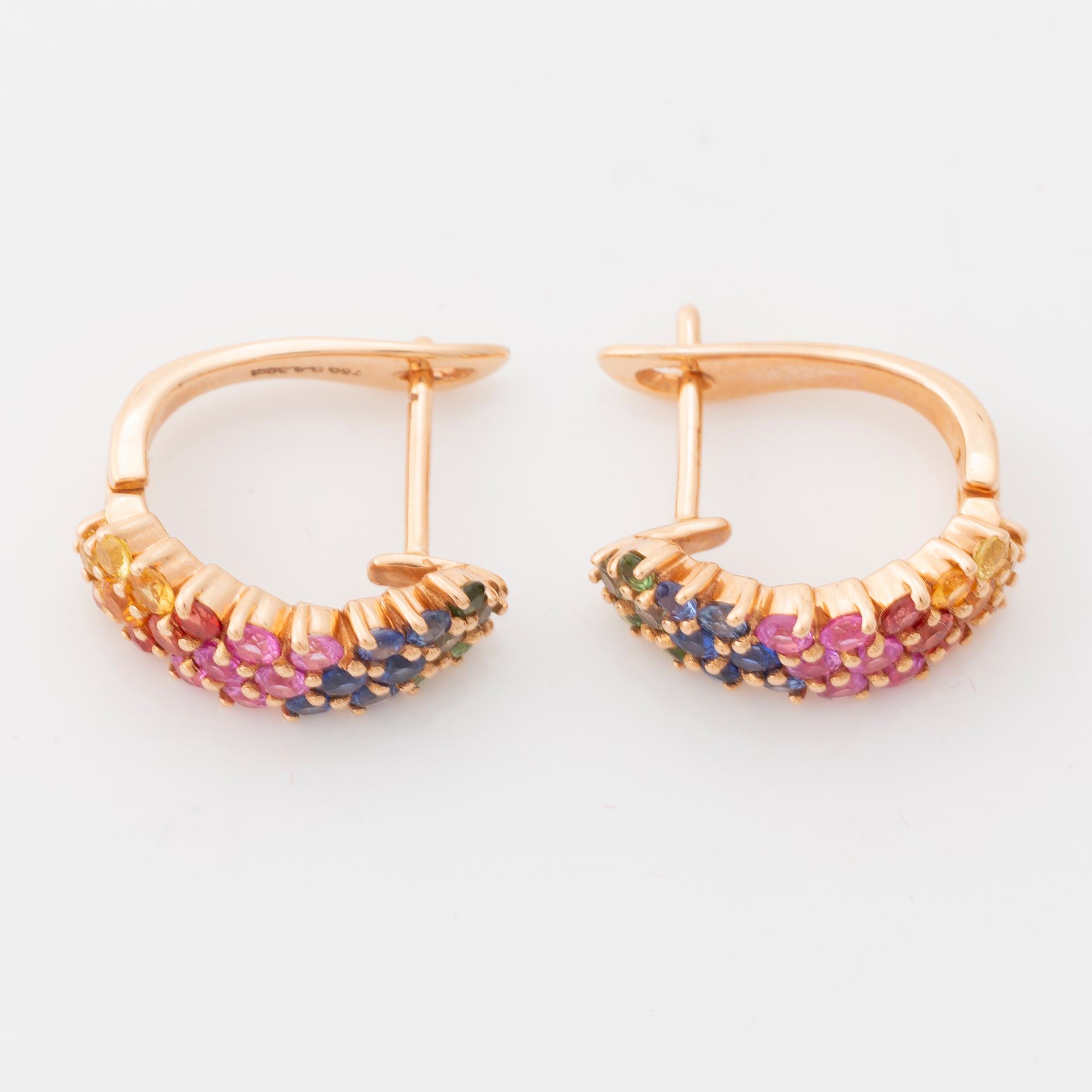 Multi coloured sapphire earrings.