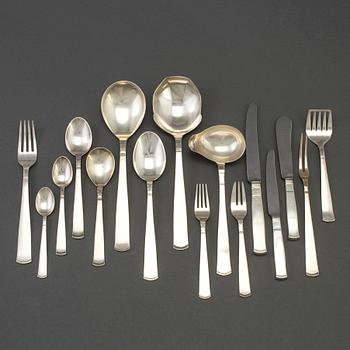 A SET OF  128 PIECES SILVER CUTLERY, "Rosenholm", GAB, 1960s.