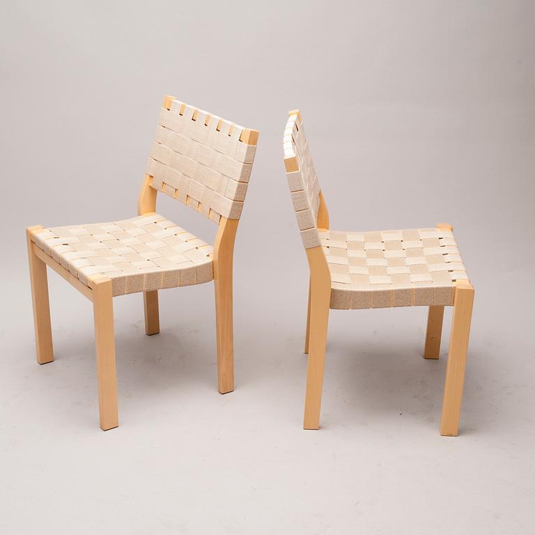 STOLAR, 4 st, modell 611, Alvar Aalto, Artek, 1900-talets slut.