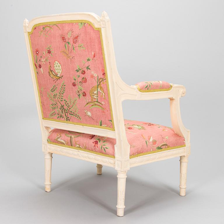 A Louis XV style armchair, late 19th-century.