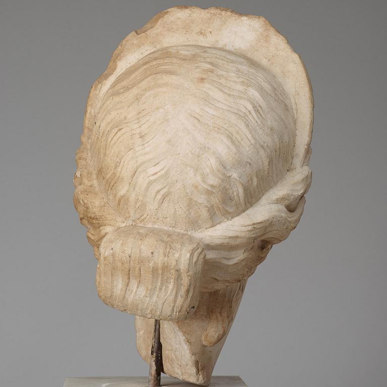A marble portrait head of a woman with diadem, Roman 150 AD or later ie until modern times.