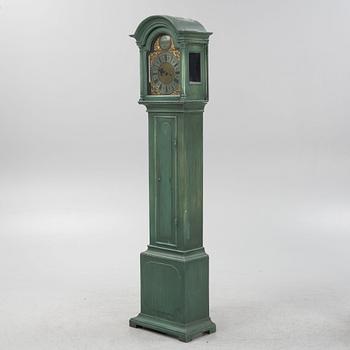 A painted longcase clock. 18th/19th Century.